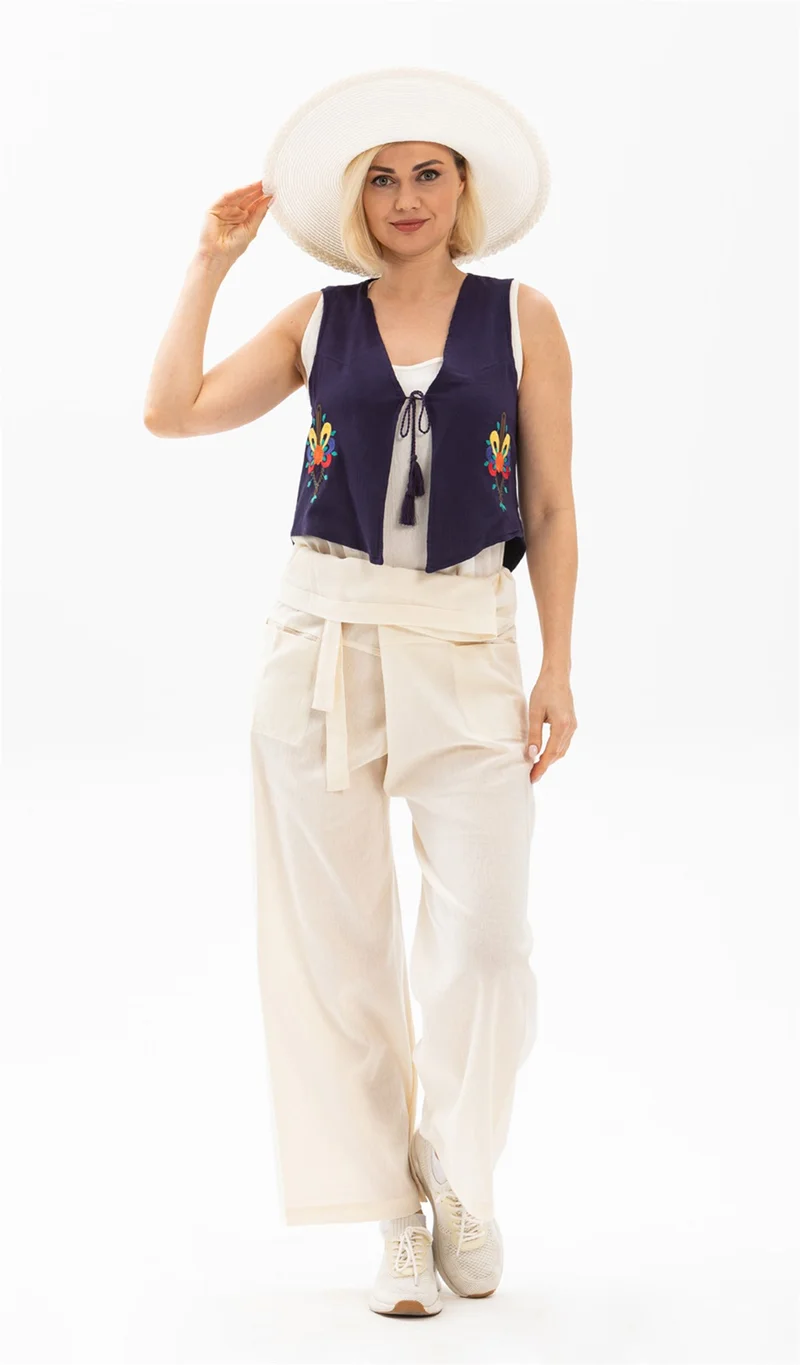 اليش شيل بيزي Embroidered Şile Cloth Vest Purple Purple