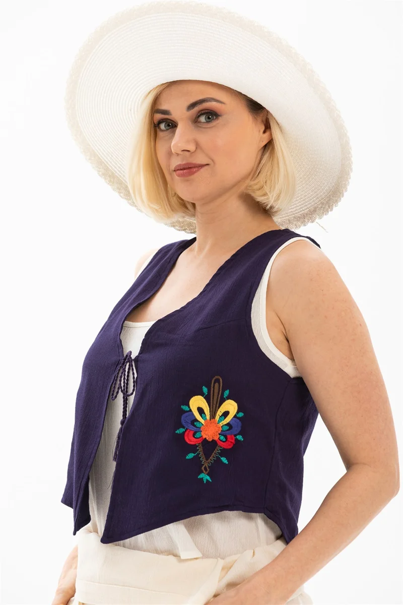 اليش شيل بيزي Embroidered Şile Cloth Vest Purple Purple
