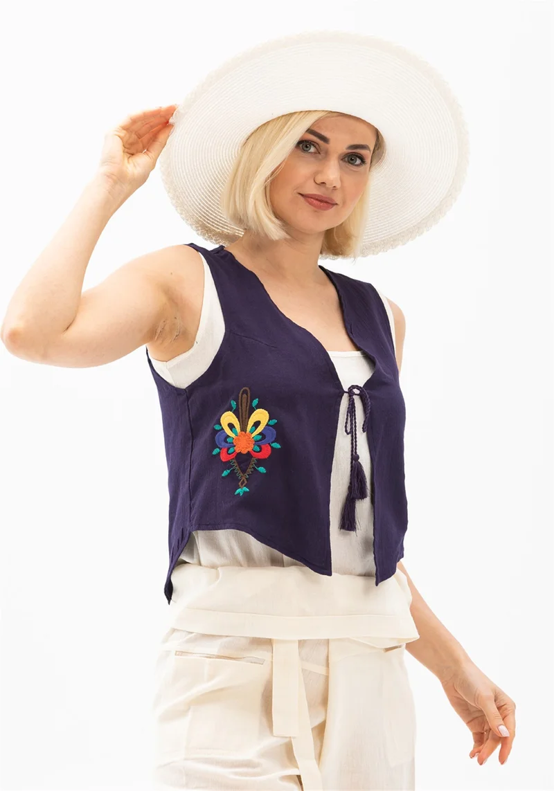 اليش شيل بيزي Embroidered Şile Cloth Vest Purple Purple
