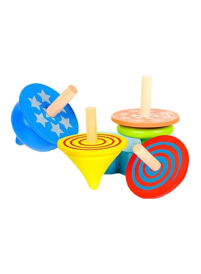 4-Piece Educational Wooden Gyro Spinning Top Toy Set  - Image 1