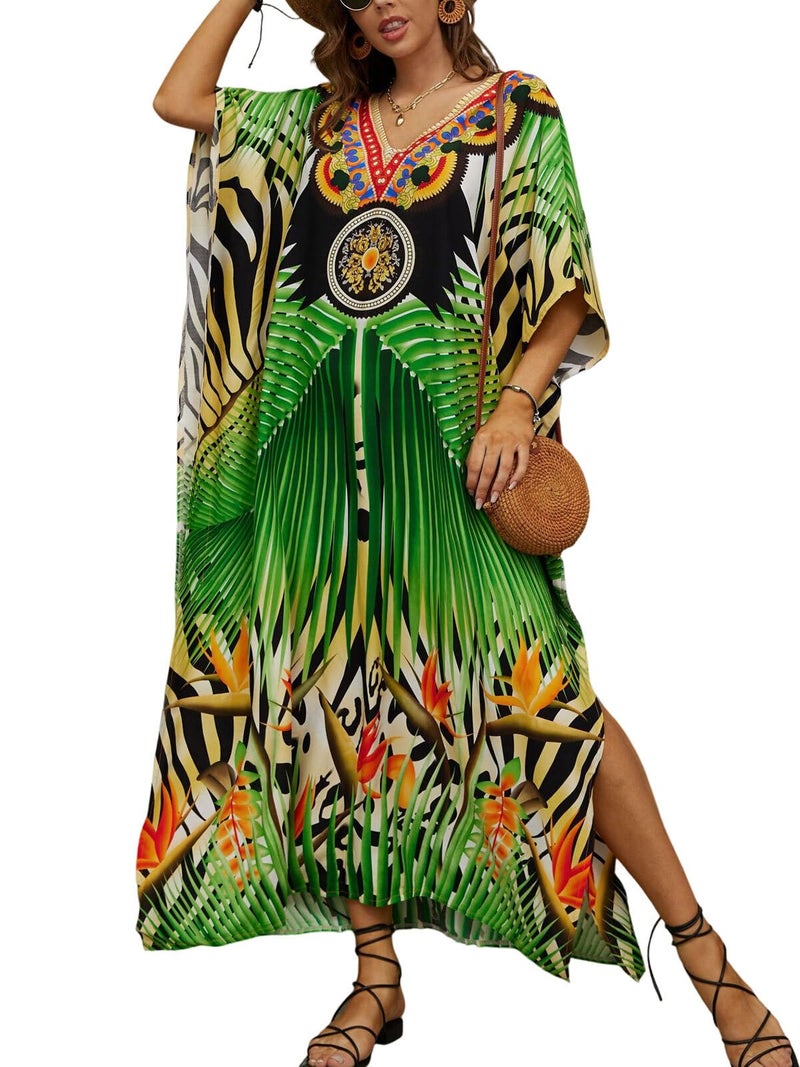 IMAGEKOPE Kaftan Dresses for Women Plus Size Bathing Suit Cover up Caftan Maxi Beach Dresses - Image 1