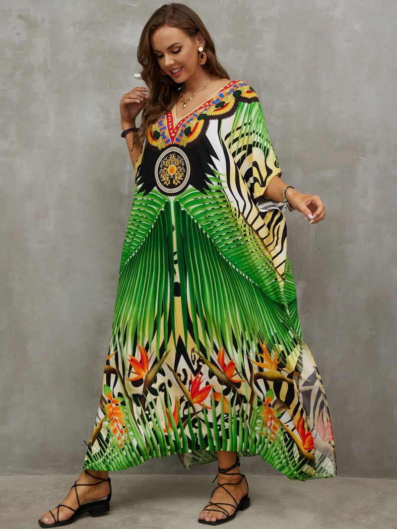 IMAGEKOPE Kaftan Dresses for Women Plus Size Bathing Suit Cover up Caftan Maxi Beach Dresses - Image 2