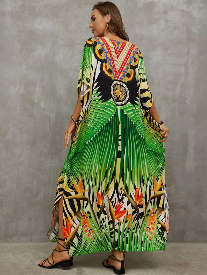 IMAGEKOPE Kaftan Dresses for Women Plus Size Bathing Suit Cover up Caftan Maxi Beach Dresses - Image 3