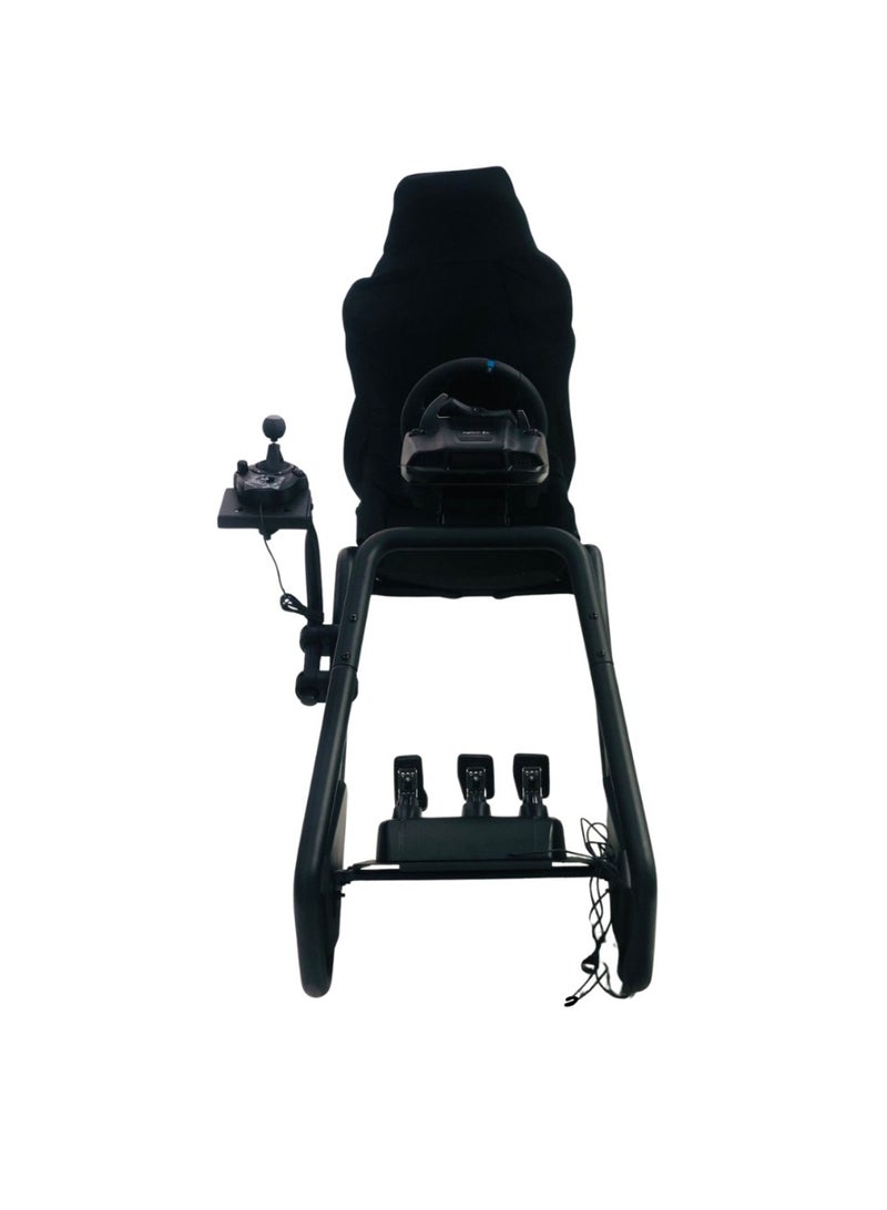 محاكي قيادة احترافي قابل للطي مع مقعد سباق وحامل دركسون ودواسات وشيـفتر – متوافق مع لوجيتيك وثراستماستر - Image 1