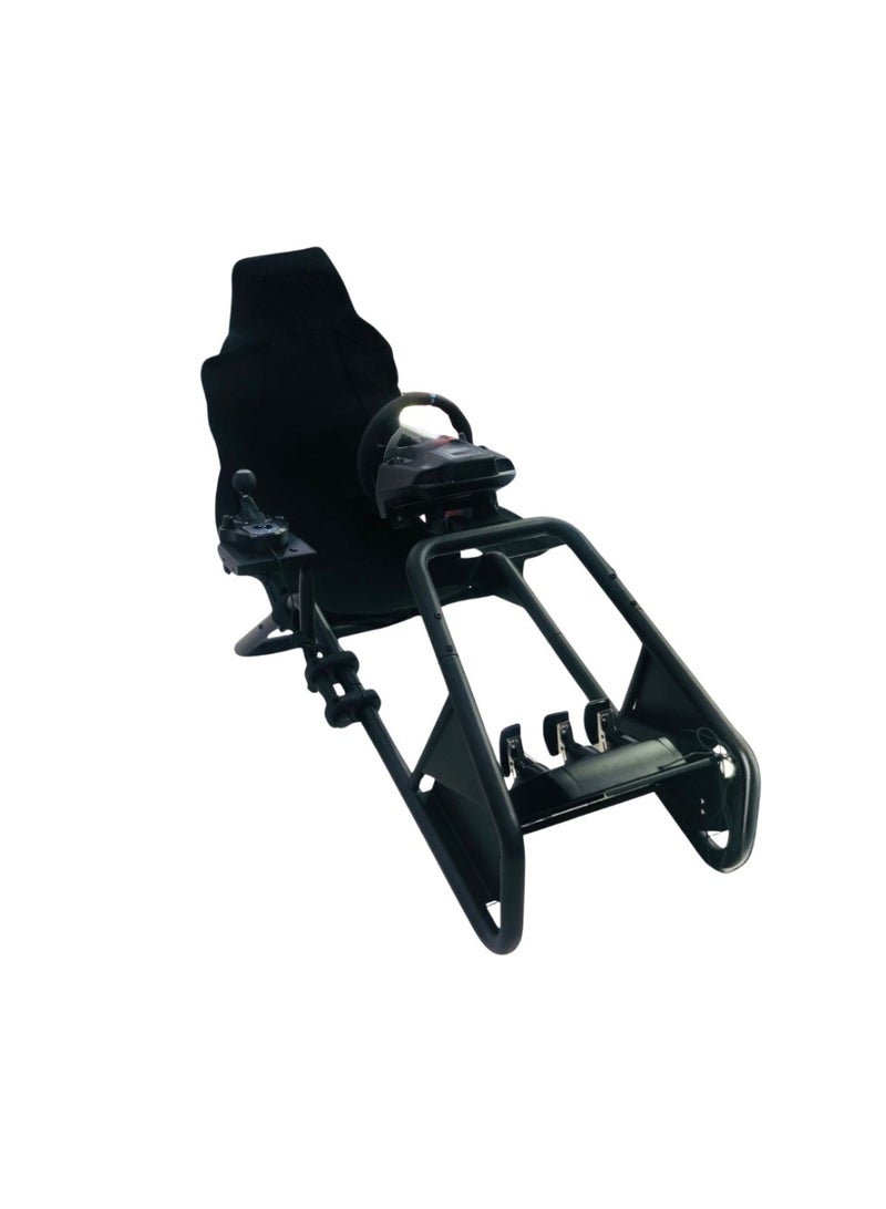 محاكي قيادة احترافي قابل للطي مع مقعد سباق وحامل دركسون ودواسات وشيـفتر – متوافق مع لوجيتيك وثراستماستر - Image 2