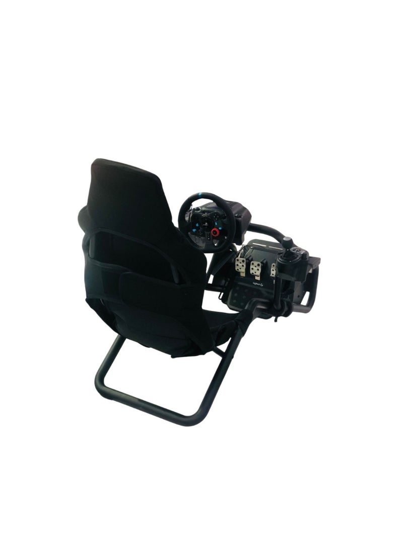 محاكي قيادة احترافي قابل للطي مع مقعد سباق وحامل دركسون ودواسات وشيـفتر – متوافق مع لوجيتيك وثراستماستر - Image 3