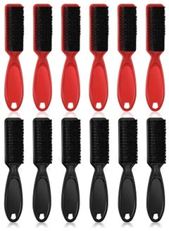 Patelai 12 Pieces Barber Blade Cleaning Brush Clipper Cleaning Nylon Brush Clipper Cleaner Brush Barber Styling Brush Tool For Men (Black Red)  - Image 1