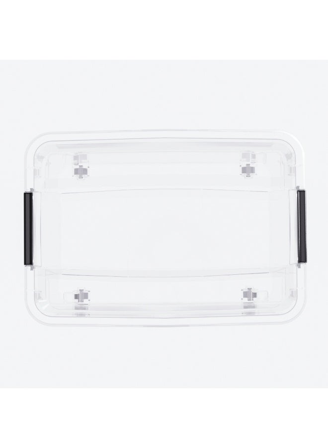 Marcolo Storage Box with Lid – 55L | Clear Stackable Plastic Organizer with Secure Locks and Wheels - Image 5