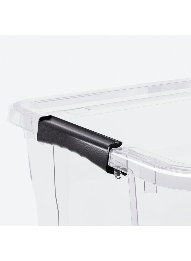 Marcolo Storage Box with Lid – 55L | Clear Stackable Plastic Organizer with Secure Locks and Wheels - Image 4