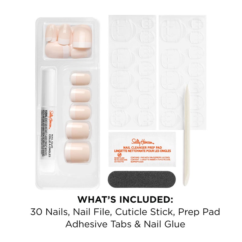 Sally Hansen Salon EffectsÂ® Perfect Manicure, Ã€ La Mode, Press On Nails, Square Shaped, Non-Damaging Adhesive Tabs, File, and Alcohol Pad Included - Image 4