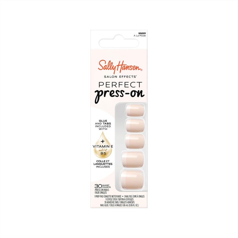 Sally Hansen Salon EffectsÂ® Perfect Manicure, Ã€ La Mode, Press On Nails, Square Shaped, Non-Damaging Adhesive Tabs, File, and Alcohol Pad Included - Image 1