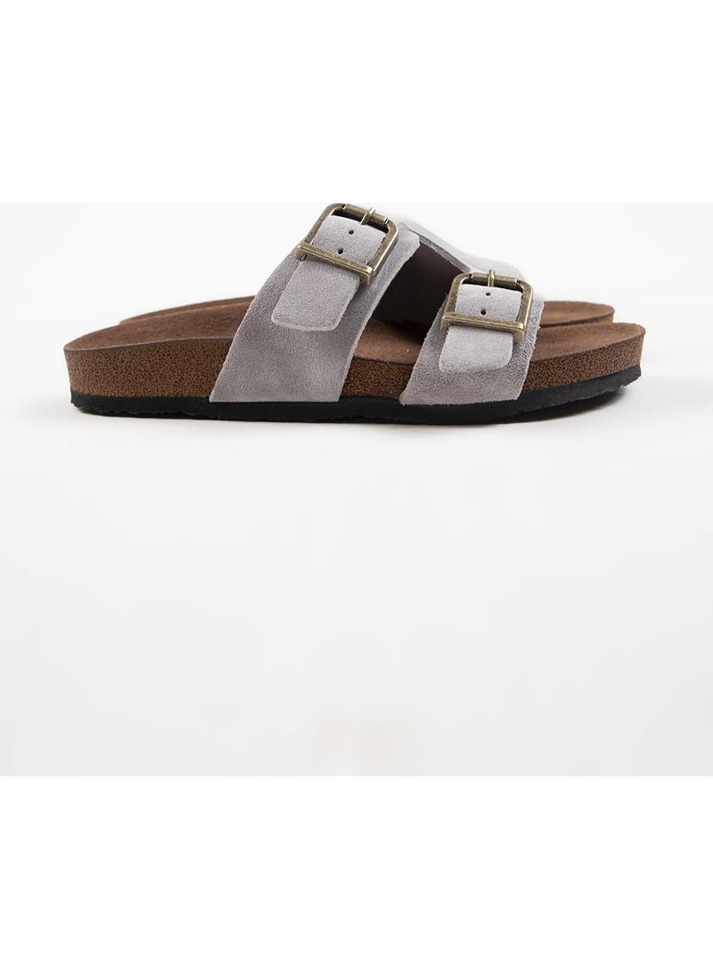 Manijero Krahe Jose Men's Leather Double Buckled Gray Slippers  - Image 2