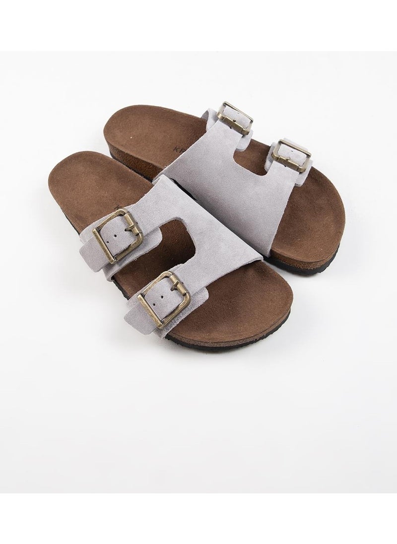 Manijero Krahe Jose Men's Leather Double Buckled Gray Slippers  - Image 3