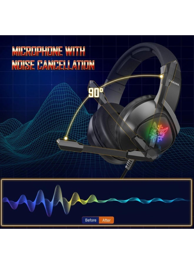onikuma K19 Gaming Wired Headset With Microphone For PS4/PS5/XOne/XSeries/NSwitch/PC - Image 4