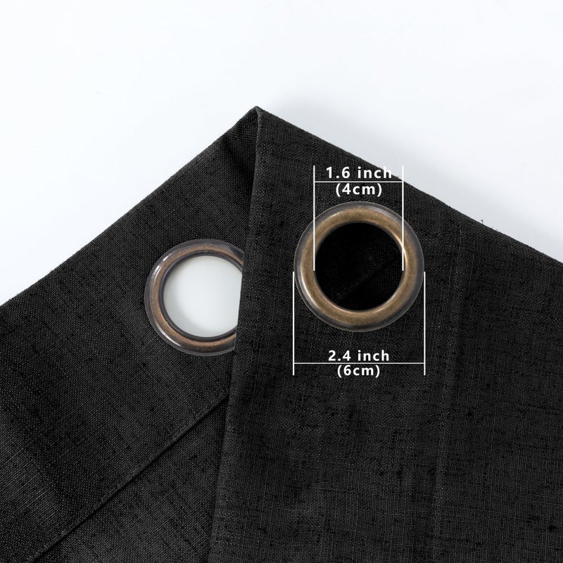 KOUFALL Black Curtains 96 Inches Long Sheer Linen Bronze Colored Grommet Dark Curtains for Living Room Bedroom - Image 4