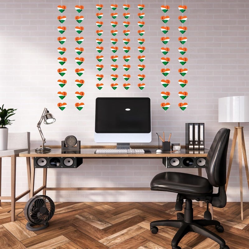DIGI ART'S DIGI ARTS Heart Hanging 3D Frills Garland Tri Color for 26 January Republic Day Decoration Pack of 6 Pc Multicolor - Image 5