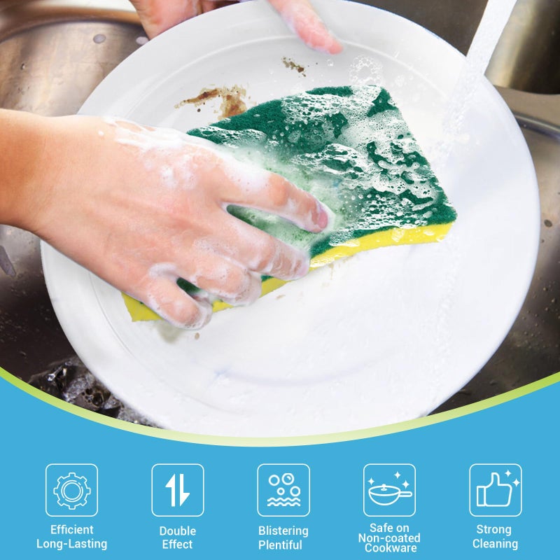 AIDEA XL Scrub Sponges 6Count, Heavy Duty Sponges for Dishes, Extra Large Sponge for Cleaning Kitchen and Household, Heavy Duty Sponge Safe for Non-Coated Cookware, Cleaning Power for Bathroom, House - Image 4