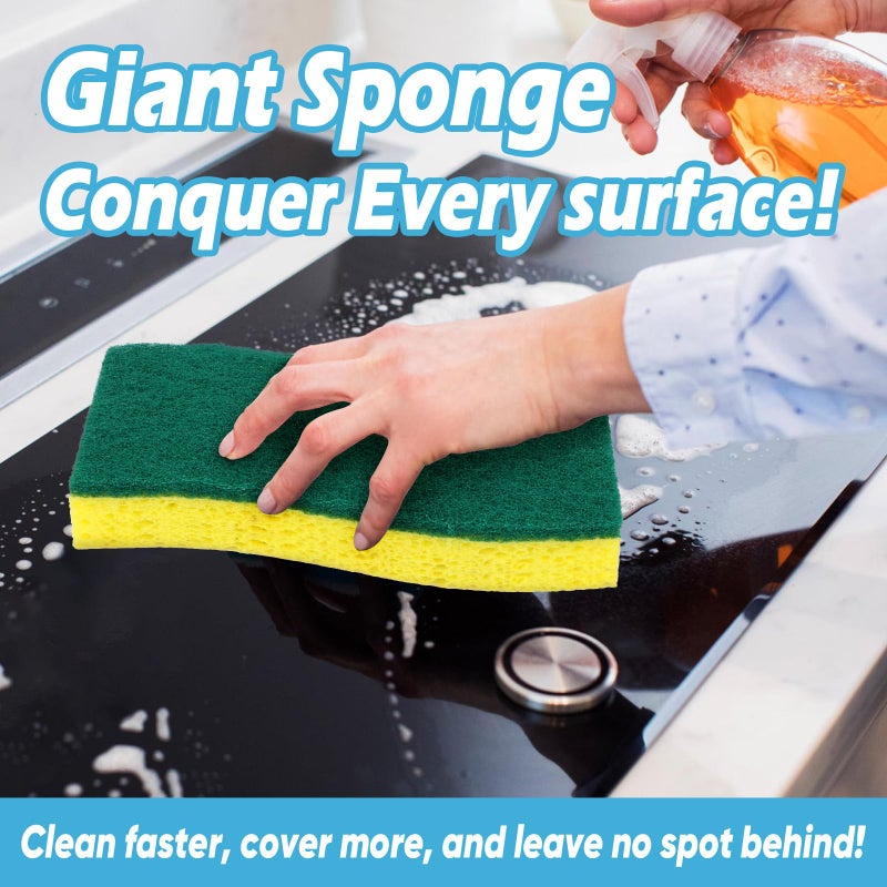 AIDEA XL Scrub Sponges 6Count, Heavy Duty Sponges for Dishes, Extra Large Sponge for Cleaning Kitchen and Household, Heavy Duty Sponge Safe for Non-Coated Cookware, Cleaning Power for Bathroom, House - Image 5