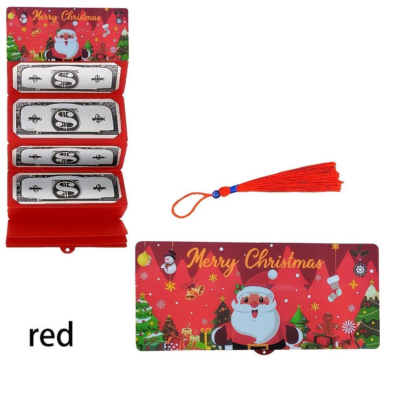 Red Christmas Gift Card Holder With 10 Compartments Surprise Money Box For Cash - Image 1
