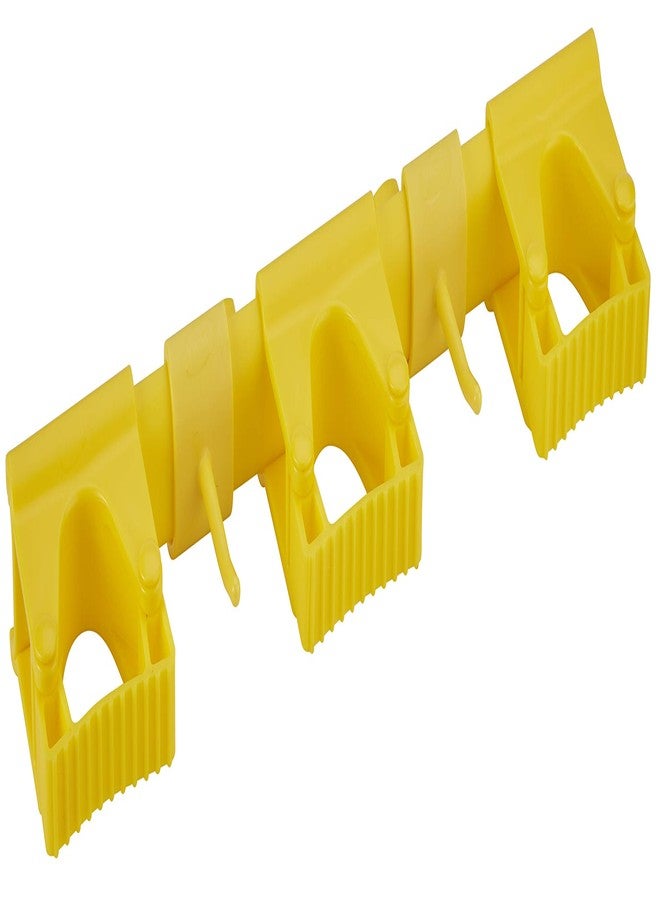Vikan 10116 Hi-Flex Wall Bracket, 3 Grip Holders, 2 Hooks 16.5", PP/TPE/PAI, Yellow - Image 1