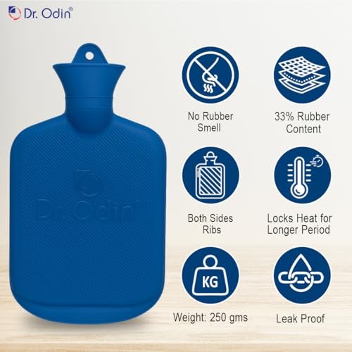 Dr.Odin Dr. Odin Hot Water Bag (1.75 Litre) Non-Electric Leakproof Hot Water Bottle for Body Pain Relief, Back Pain, Neck & Joint Pain, Sport Injuries & Cramps,Reusable Heating Pad (Dark Blue) - Image 2