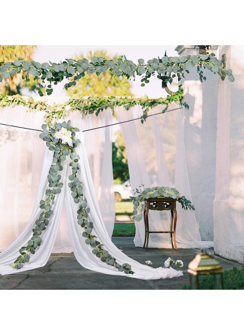 Artiflr Artiflr 3Pack Artificial Eucalyptus Garland  6 ft Faux Silk Eucalyptus Leaves Vines Handmade Garland Greenery Wedding Backdrop Arch Wall Decor  - Image 5