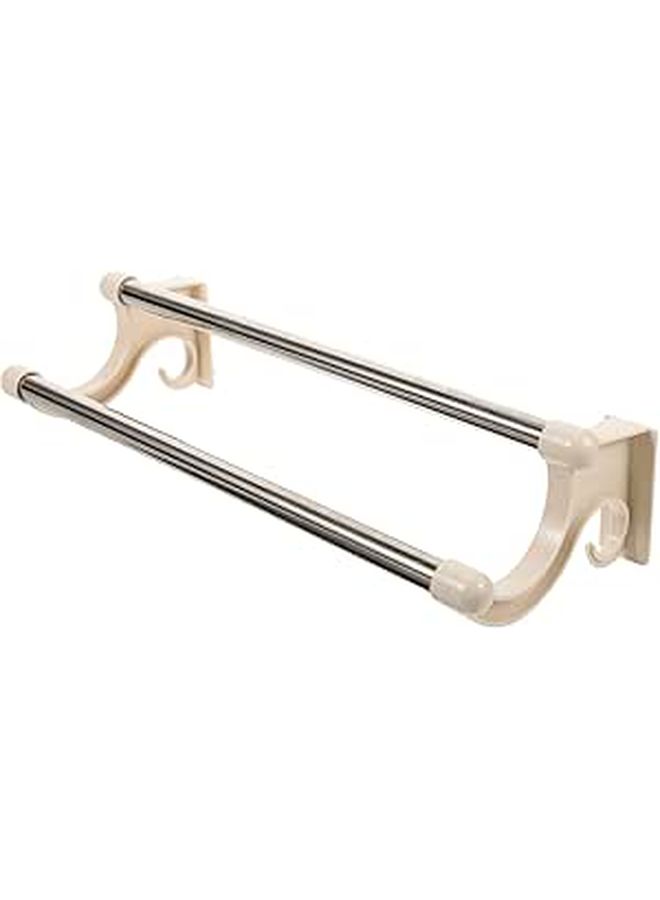 Stainless Steel Double Towel Holder Wall Mounted Space Saving Bathroom Accessory - Image 1