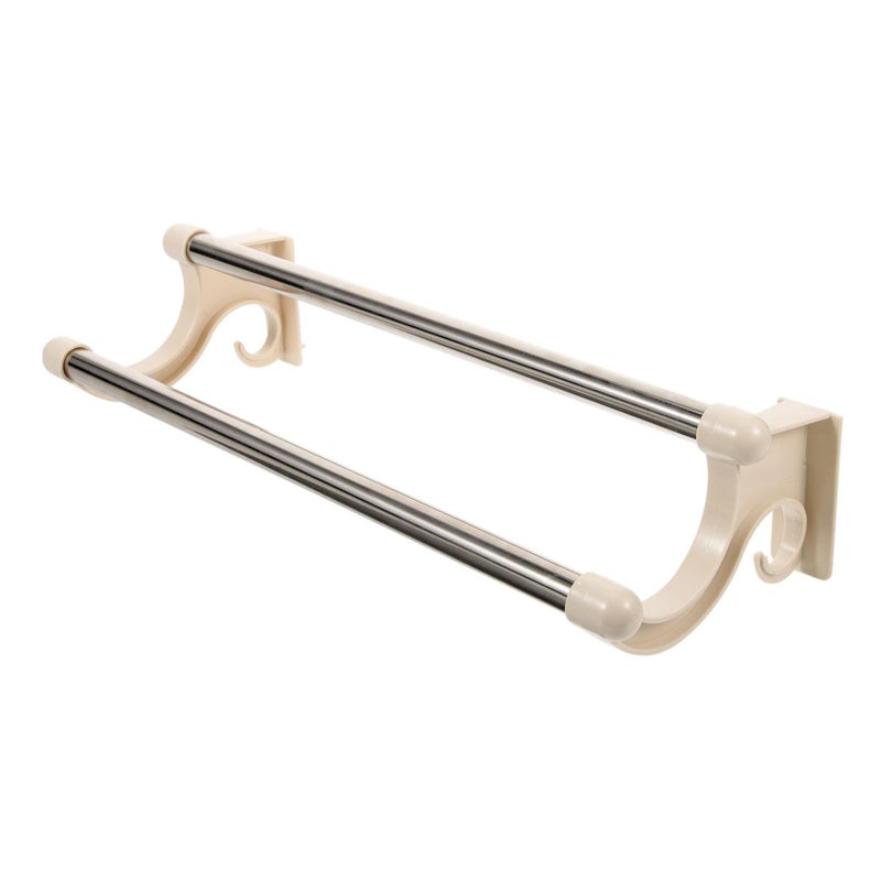 Stainless Steel Double Towel Holder Wall Mounted Space Saving Bathroom Accessory - Image 2