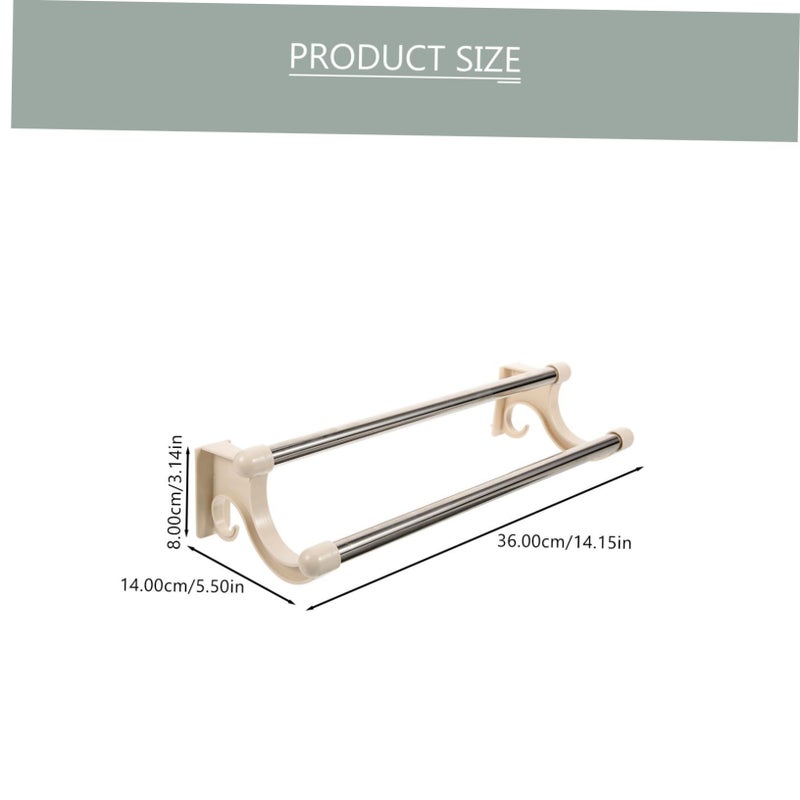 Stainless Steel Double Towel Holder Wall Mounted Space Saving Bathroom Accessory - Image 3