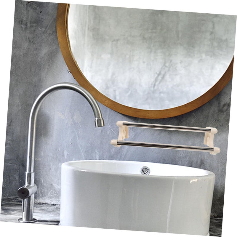 Stainless Steel Double Towel Holder Wall Mounted Space Saving Bathroom Accessory - Image 5