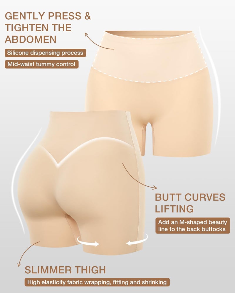 USEASY Tummy Control Shapewear Shorts for Women Butt lifting Shapewear shorts for under dresses Shorts nude spandex Beige 2XL - Image 3