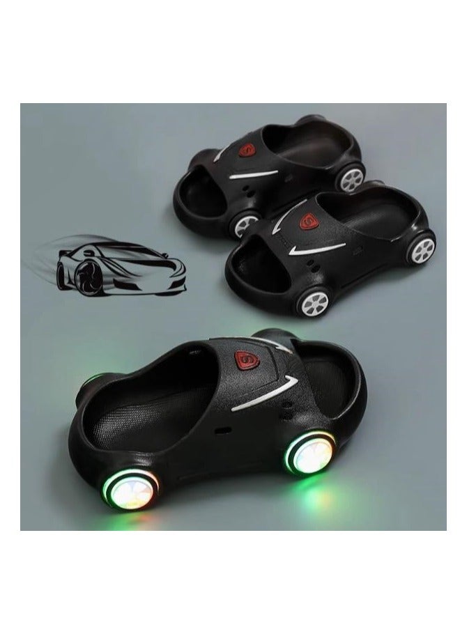 Children's Cute Sports Car Illuminated Slippers Soft Bottom Anti Slip Baby Slippers  - Image 1