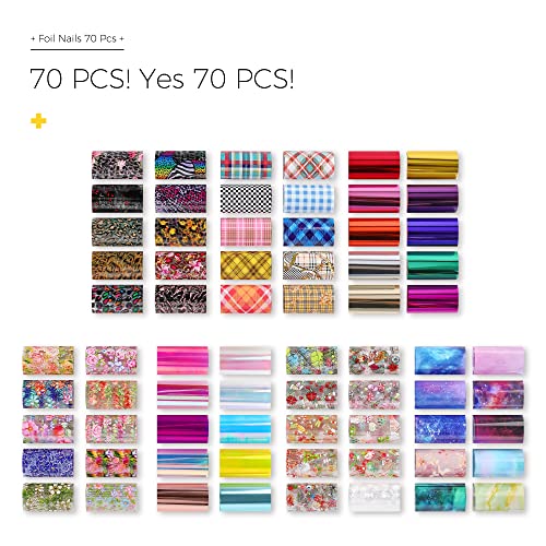 BURANO Nail Art Foil Glue Gel, 15ML 2 Bottles with 70PCS Foil Stickers Set Nail Foil Glue for Nails, Designer Nail Foils Nail Art Foil Transfer Gel - Image 3