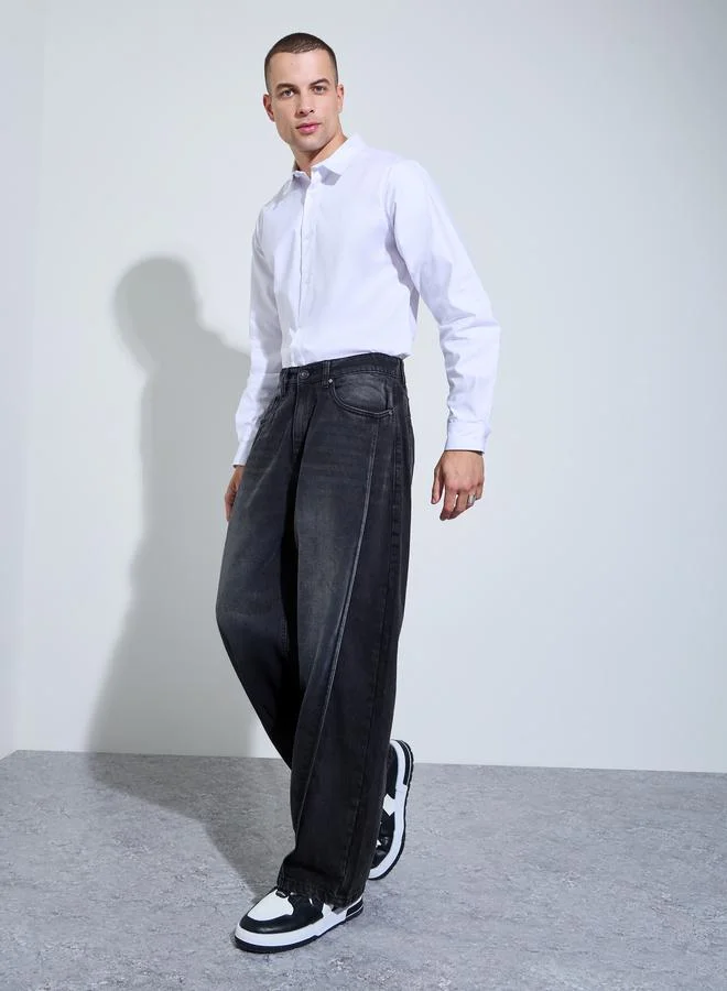 ستايلي Men Black Panelled Baggy Fit Jeans