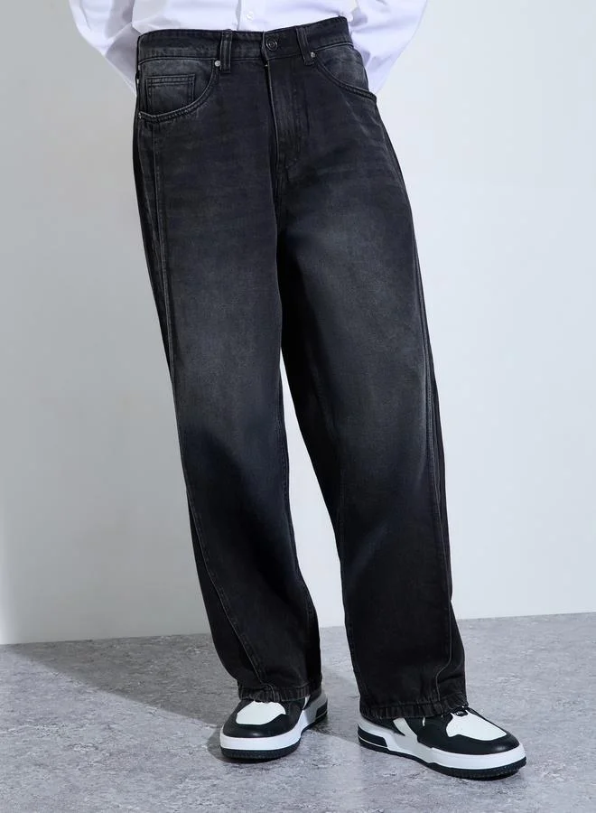 ستايلي Men Black Panelled Baggy Fit Jeans