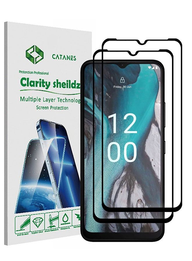 CATANES 2 Pack For Nokia C32 Tempered Glass Screen Protector Full Glue Back - Image 1
