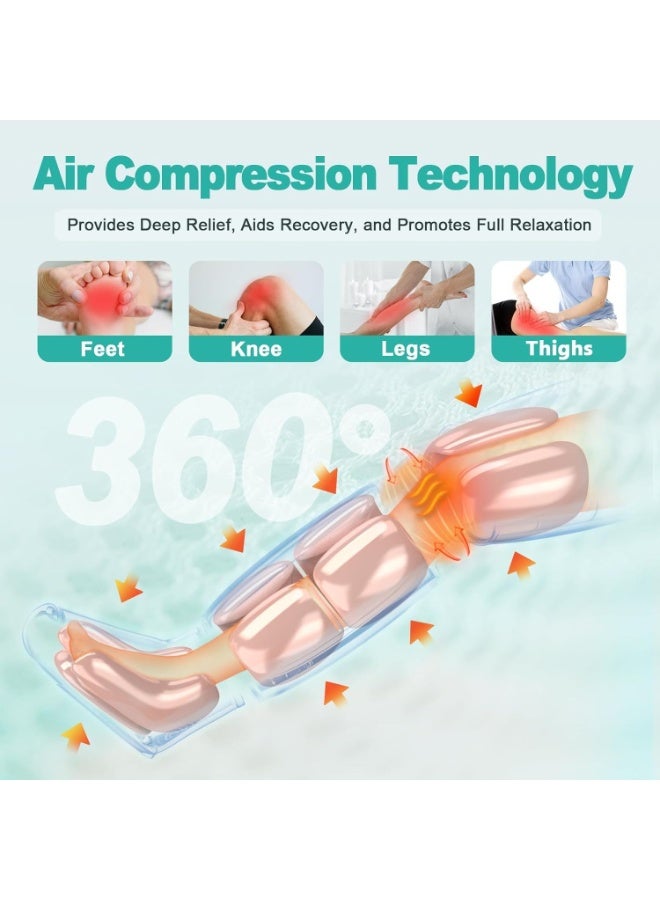 Premium Leg Massager for Circulation & Pain Relief - Air Compression with 3 Heat Levels & 4 Modes - 4-in-1 Foot, Calf, Knee & Thigh - Easy-to-Use - Image 2