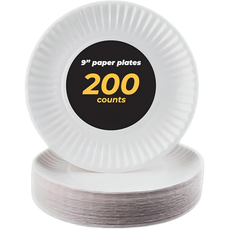 Perfect Stix 9 Uncoated Paper Plates White Pack of 200