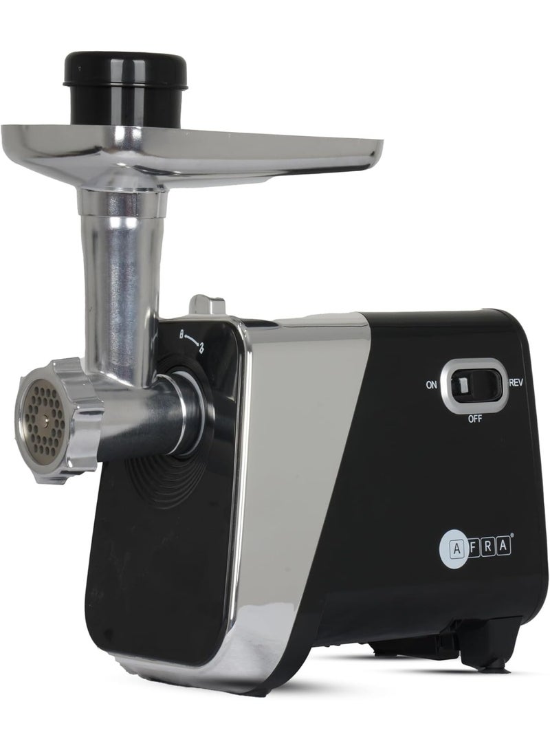 Afra AF-1800MGBK Meat Grinder 1800W – 2kg Capacity, Aluminum Body, Stainless Steel Cross Blade, Sausage & Kibbeh Attachment 2.0 kg 1800.0 W AF-1800MGBK black - Image 2