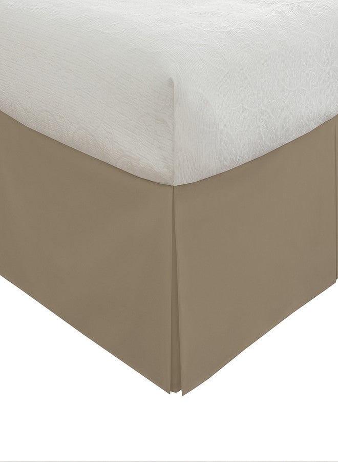 Levinsohn تنورة سرير مصممة من فندق لوكس بطول 14" مع تصميم مطوي، توأم، موكا - Image 1