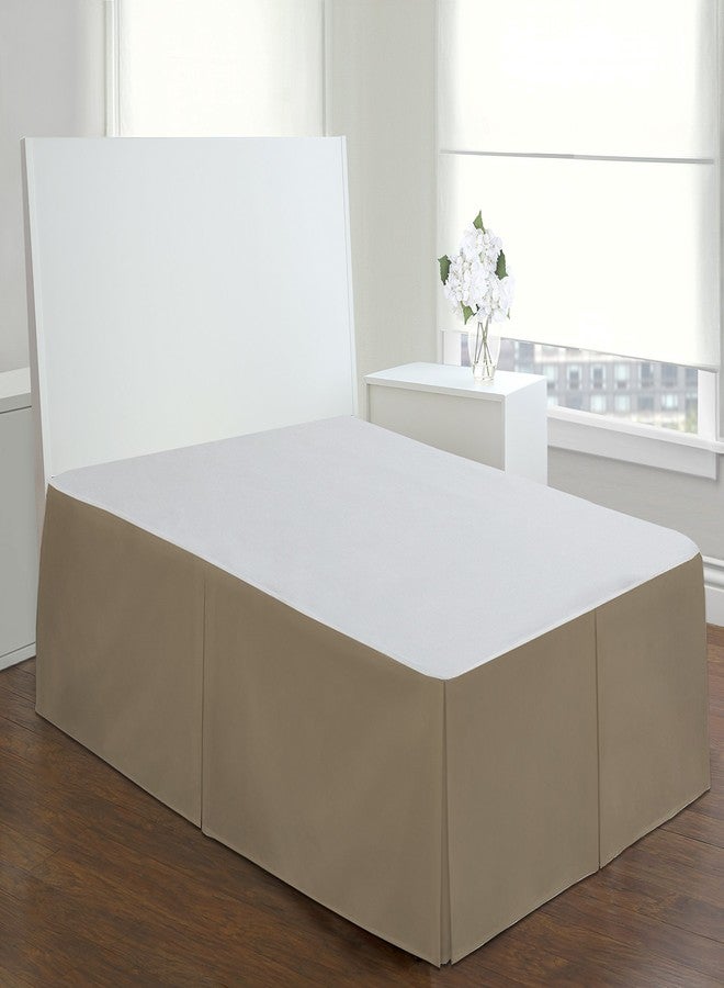 Levinsohn تنورة سرير مصممة من فندق لوكس بطول 14" مع تصميم مطوي، توأم، موكا - Image 3