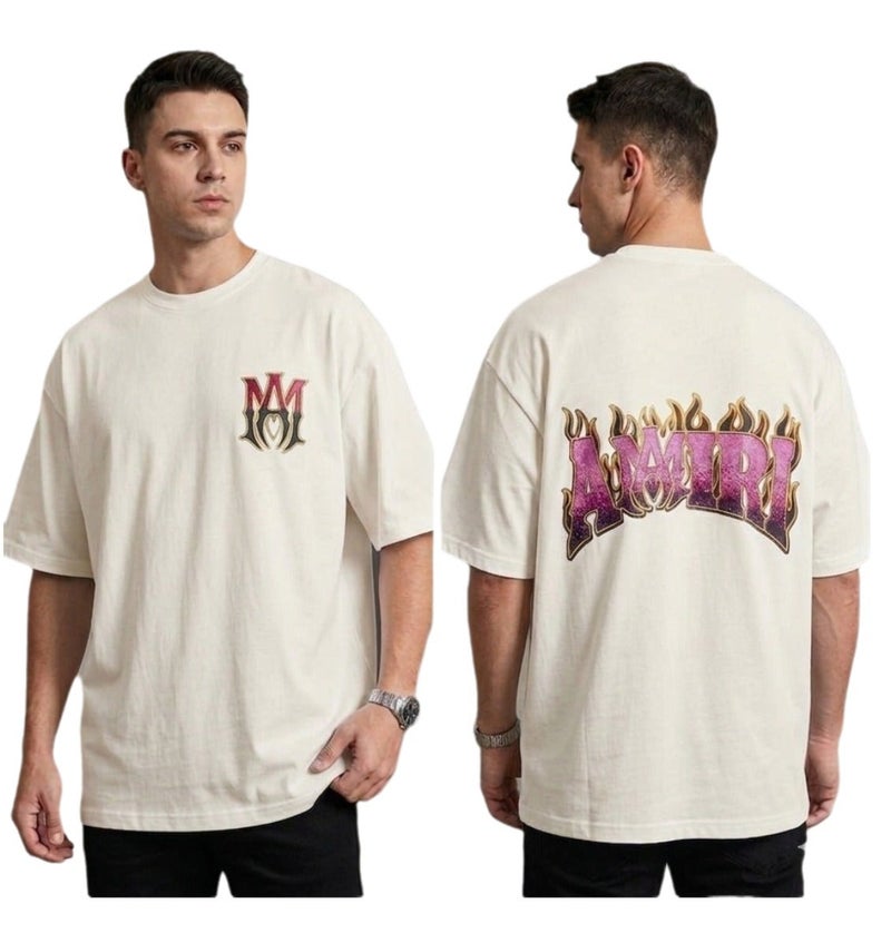 Men Oversized Graphic T Shirt 100% Premium Bolivar Cotton Streetwear Tee Casual Loose Fit Heavyweight Cotton Crew Neck Short Sleeve Fashion Printed T Shirt Soft Breathable Comfortable Everyday Wear - Image 2
