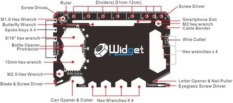 W4W , Multi purpose survival Pocket tool - Stocking Stuffers for Men Great Christmas gifts - Credit Card Wallet Size Ninja Multitool - 43 in 1 (Black) - Image 3
