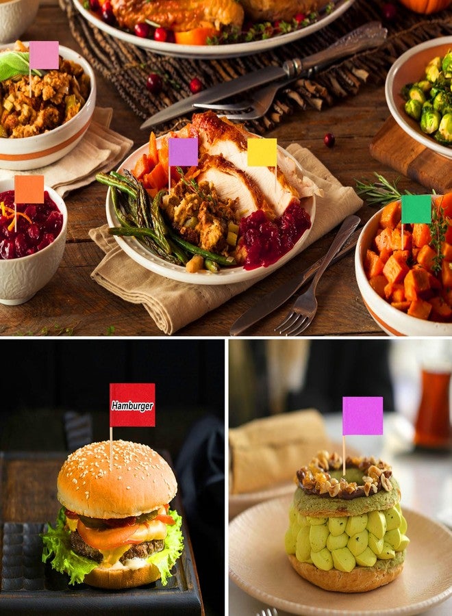 XIHIRCD ١٠٠ قطعة من أعلام أعواد الأسنان الملونة الفارغة، ١٠ ألوان من علامات أعواد الأسنان المستطيلة، علامات أعواد أسنان بلون موحد، ملصقات طعام، زينة أعواد أسنان للكيك، زينة لألواح البوفيه والكب كيك والجبن واللحوم الباردة - Image 5