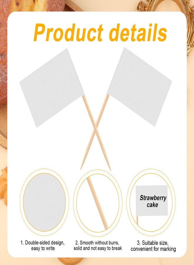 XIHIRCD ١٠٠ قطعة من أعلام أعواد الأسنان الملونة الفارغة، ١٠ ألوان من علامات أعواد الأسنان المستطيلة، علامات أعواد أسنان بلون موحد، ملصقات طعام، زينة أعواد أسنان للكيك، زينة لألواح البوفيه والكب كيك والجبن واللحوم الباردة - Image 4