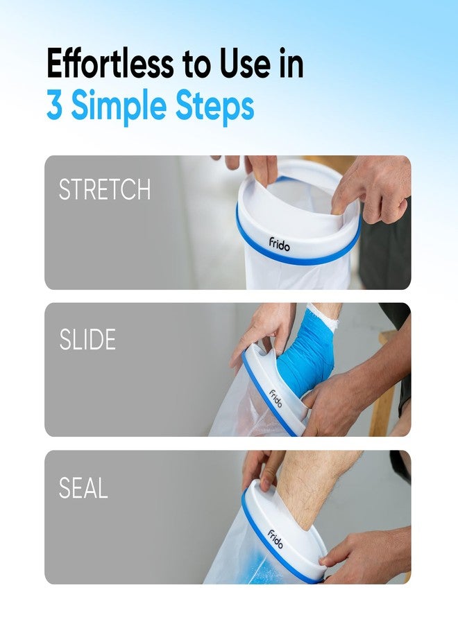 فريدو واقي جبس القدم من فريدو، حذاء استحمام مقاوم للماء وقابل لإعادة الاستخدام، مانع للتسرب بنسبة 100% مصنوع من السيليكون، غطاء جبس متين للقدم والكاحل للبالغين، للجروح والجبائر - Image 5