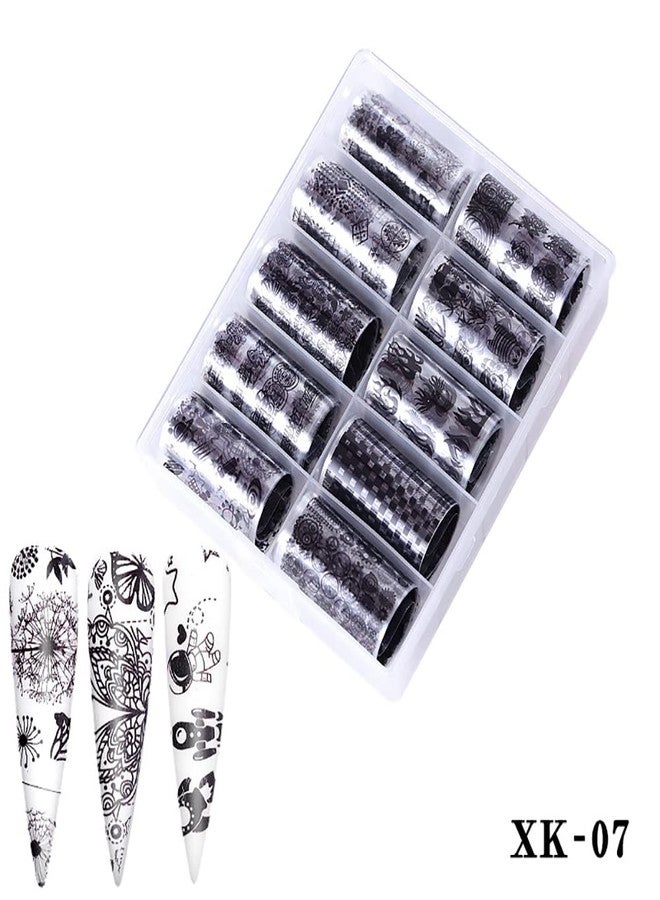STORE 2508 Nail Foil Transfer Reusable Sticker Diy Holographic Nail Decoration, 10 Designs Laser Nail Foil Wraps Decal for Fingernails Women, 4X100Cm Each Roll Multicolour(Xk07) - Image 3