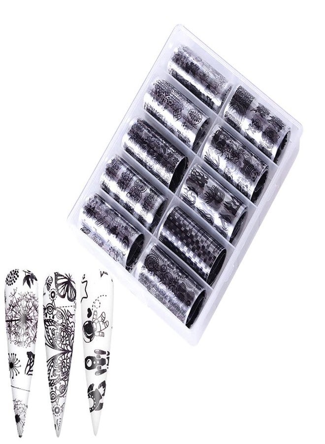 STORE 2508 Nail Foil Transfer Reusable Sticker Diy Holographic Nail Decoration, 10 Designs Laser Nail Foil Wraps Decal for Fingernails Women, 4X100Cm Each Roll Multicolour(Xk07) - Image 2