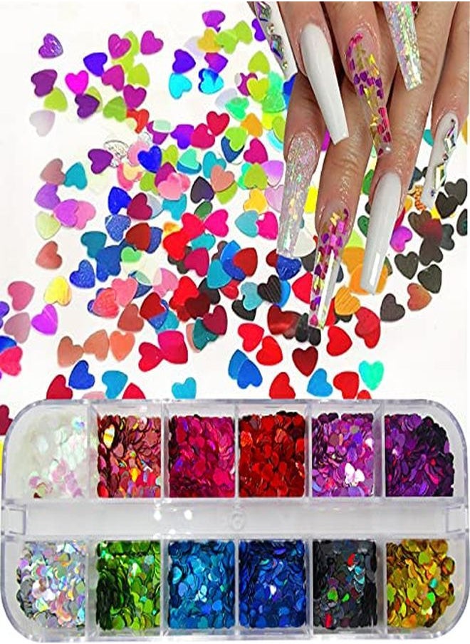 LoveOurHome - 4 Boxes Holographic Nail Glitters Sequins Set Laser Butterfly Heart Alphabet Letter Star Chunky Glitter Flakes Acrylic Nail Art Tips Stickers Decorations For Craft/Resin Art/Makeup - Image 1