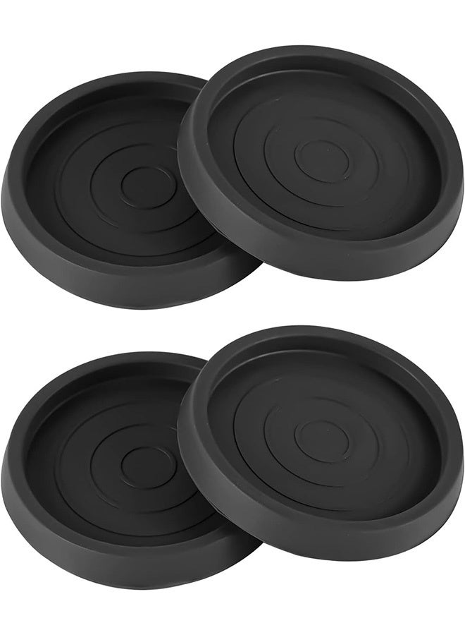 Peachjoy Furniture Non-Slip Caster Pad, Rubber Round Floor Protectors, Furniture Feet Chair Leg Mat for Bed Cabinet Sofa Chair Table Piano (Black), 4 Pcs - Image 1